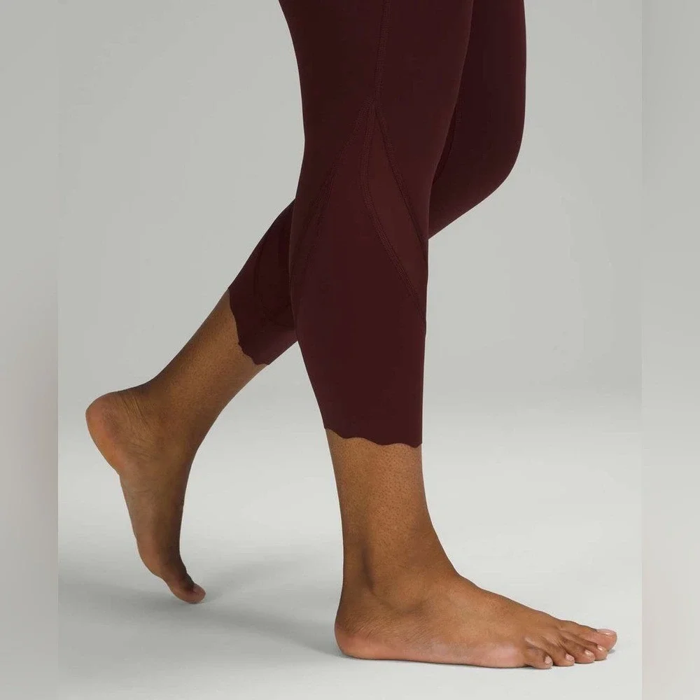 Lululemon Wunder Under Scallop Leggings Red Merlot Size 16 23